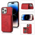For iPhone 14 Pro Max Calf Texture Magnetic Card Bag Case (Red)