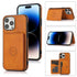 For iPhone 14 Pro Max Calf Texture Magnetic Card Bag Case (Brown)