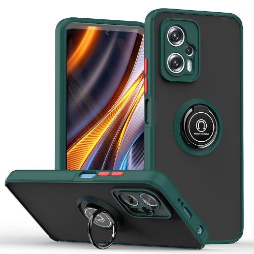 For Xiaomi Poco X4 GT Q Shadow 1 Series TPU and PC Phone Case(Dark Green)