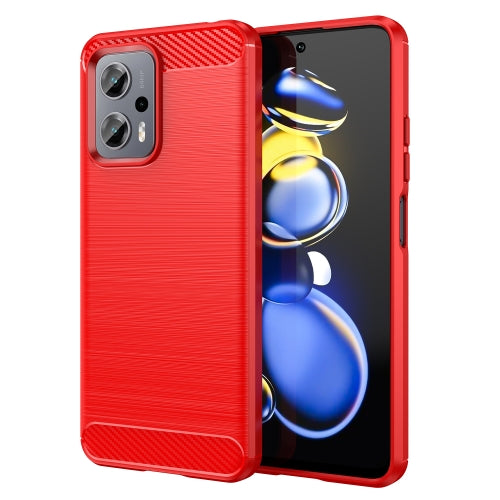 For Xiaomi Poco X4 GT Brushed Texture Carbon Fiber TPU Phone Case(Red)