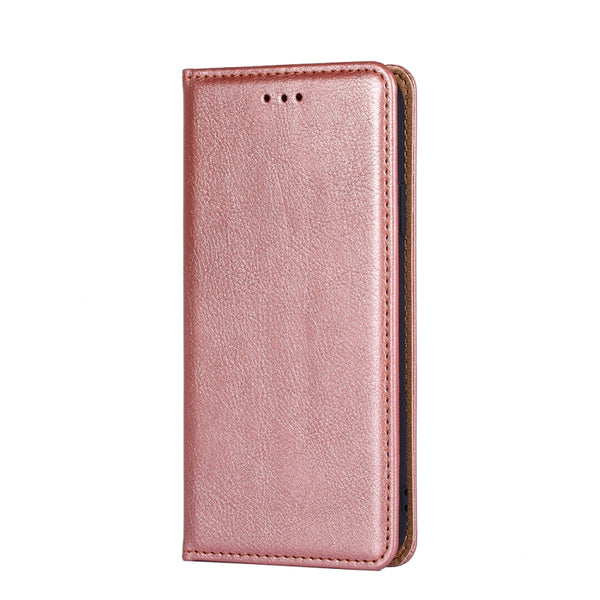 For iPhone 14 Plus Gloss Oil Solid Color Magnetic Leather Phone Case (Rose Gold)