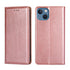 For iPhone 14 Plus Gloss Oil Solid Color Magnetic Leather Phone Case (Rose Gold)