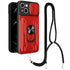 For iPhone 14 Plus Lanyard Slide Camshield Card Phone Case (Red)