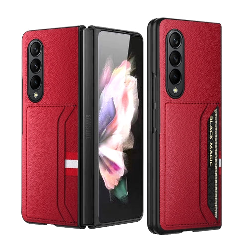 For Samsung Galaxy Z Fold4 5G GKK Litchi Texture Card Slot Phone Case(Red)