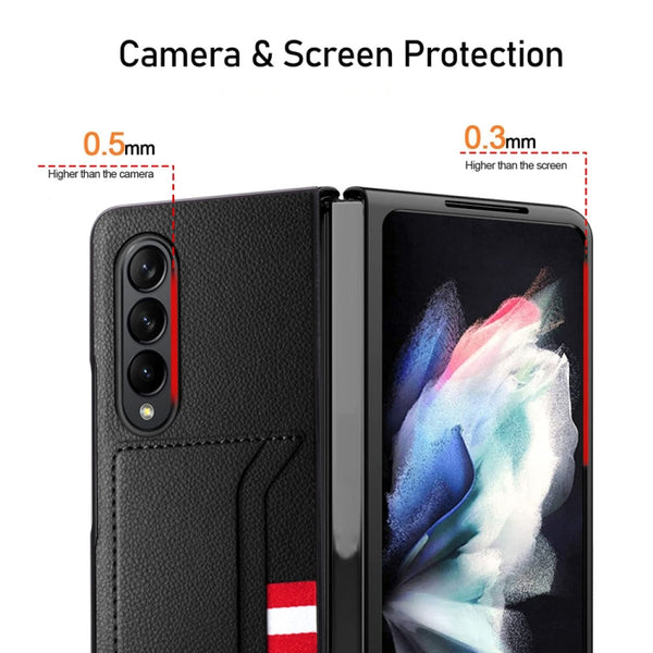 For Samsung Galaxy Z Fold4 5G GKK Litchi Texture Card Slot Phone Case(Brown)