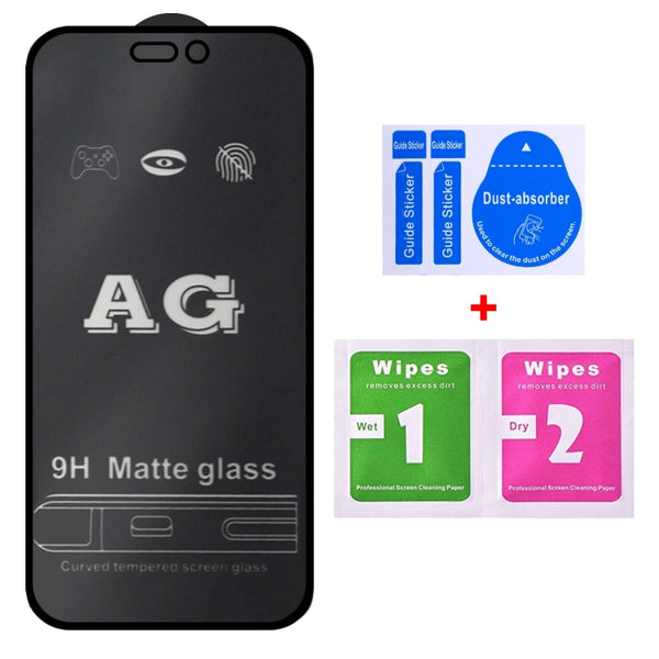 For iPhone 14 Pro Max AG Matte Frosted Full Cover Tempered Glass Film