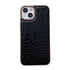 For iPhone 14 Crocodile Texture Genuine Leather Nano Electroplating Phone Case (Black)