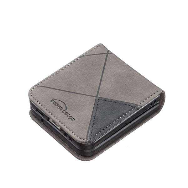 For Samsung Galaxy Z Flip4 Rhombus Texture Leather Phone Case(Grey)