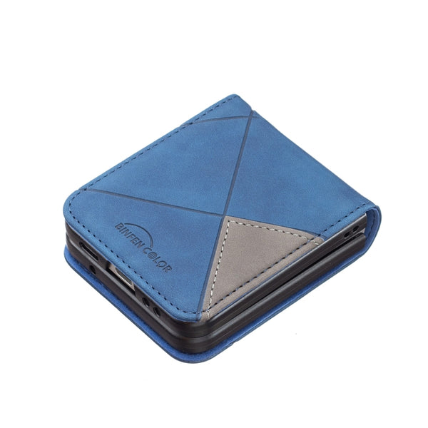 For Samsung Galaxy Z Flip4 Rhombus Texture Leather Phone Case(Blue)