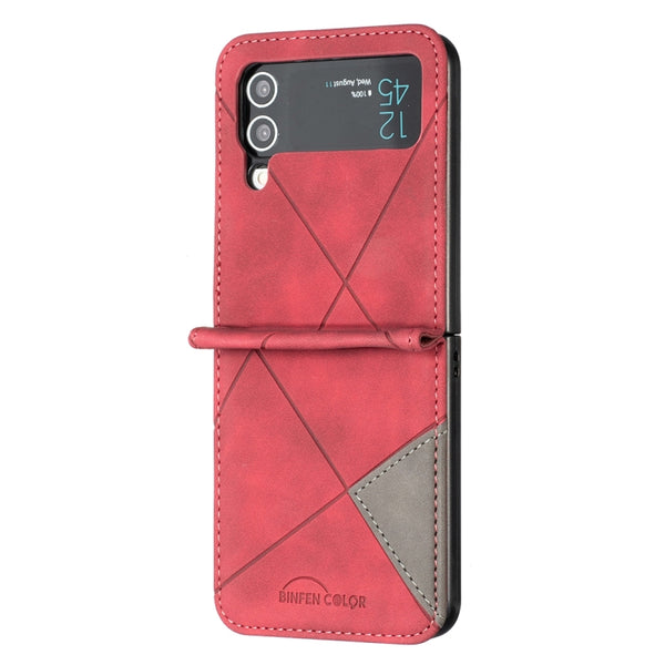 For Samsung Galaxy Z Flip4 Rhombus Texture Leather Phone Case(Red)