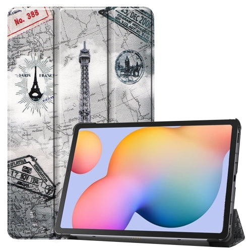 For Samsung Galaxy Tab S6 Lite P610 10.4 inch Colored Drawing Horizontal Flip Leath...(Eiffel Tower)