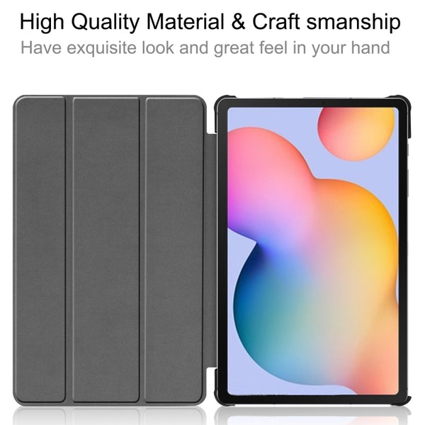 For Galaxy Tab S6 Lite 10.4 inch Custer Pattern Pure Color Horizontal Flip Leather Case wit...(Grey)