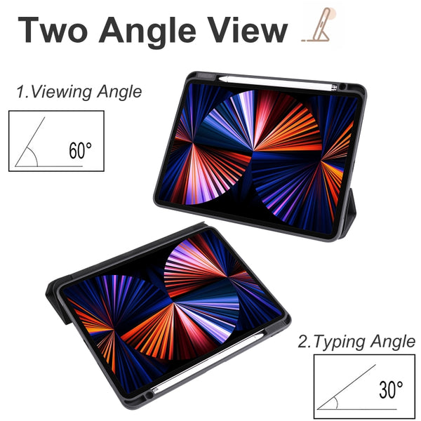 For iPad Pro 12.9 2022 2021 2020 2018 Acrylic 3-folding Smart Leather Tablet Case(Black)