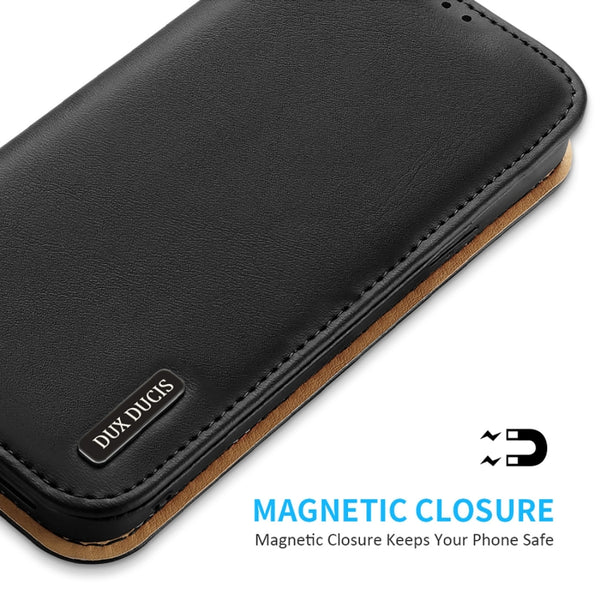 For iPhone 14 Pro DUX DUCIS Hivo Series Cowhide PU TPU Leather Case(Black)