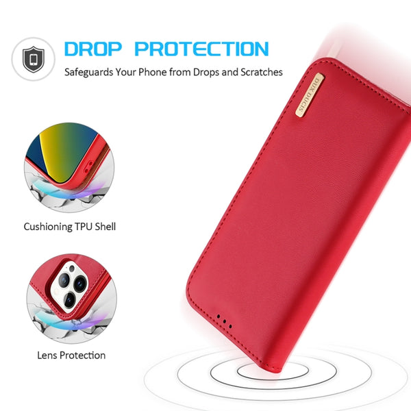 For iPhone 14 Pro DUX DUCIS Hivo Series Cowhide PU TPU Leather Case(Red)