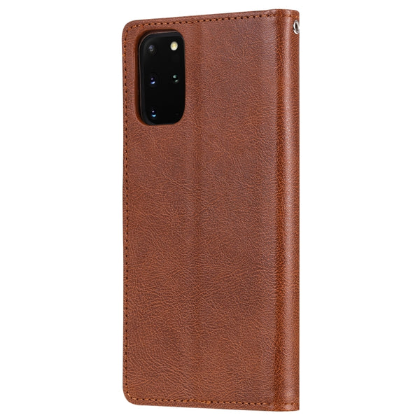 For Galaxy S20 Plus 2 in 1 Solid Color Detachable PU Leather Case with Card Slots & Magnet...(Brown)