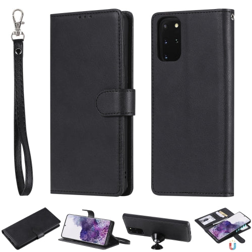 For Galaxy S20 Plus 2 in 1 Solid Color Detachable PU Leather Case with Card Slots & Magnet...(Black)