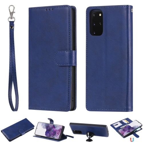 For Galaxy S20 Plus 2 in 1 Solid Color Detachable PU Leather Case with Card Slots & Magneti...(Blue)