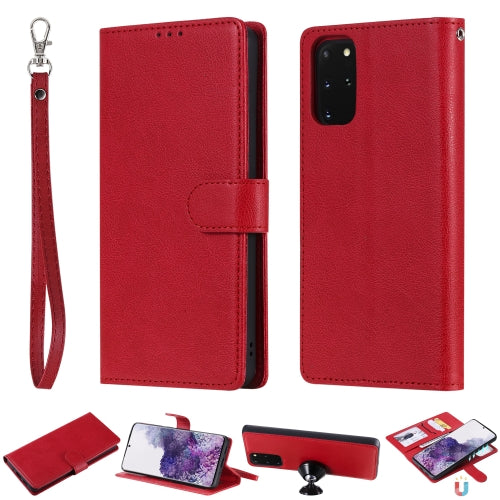 For Galaxy S20 Plus 2 in 1 Solid Color Detachable PU Leather Case with Card Slots & Magnetic...(Red)