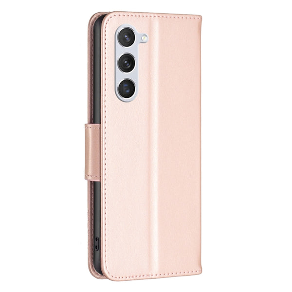 For Samsung Galaxy S23 5 Embossing Two Butterflies Pattern Leather Case(Rose Gold)