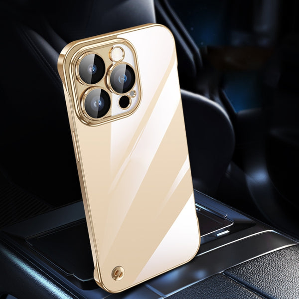 For iPhone 14 Pro Electroplating Frameless Clear PC Phone Case(Gold)