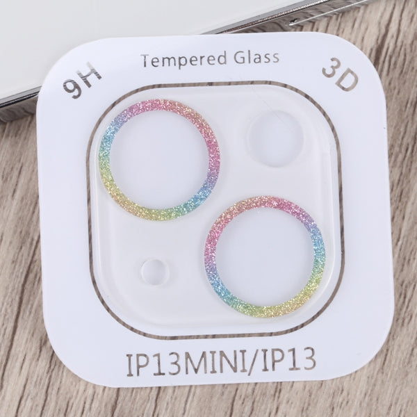 For iPhone 14 Plus Glitter Ring Tempered Glass Camera Lens Film(Colorful)
