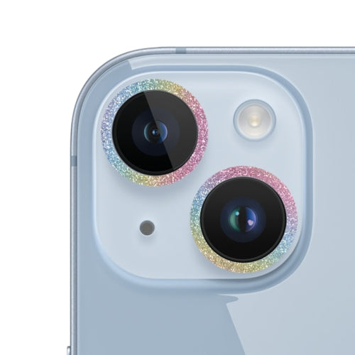 For iPhone 14 Plus Glitter Ring Tempered Glass Camera Lens Film(Colorful)