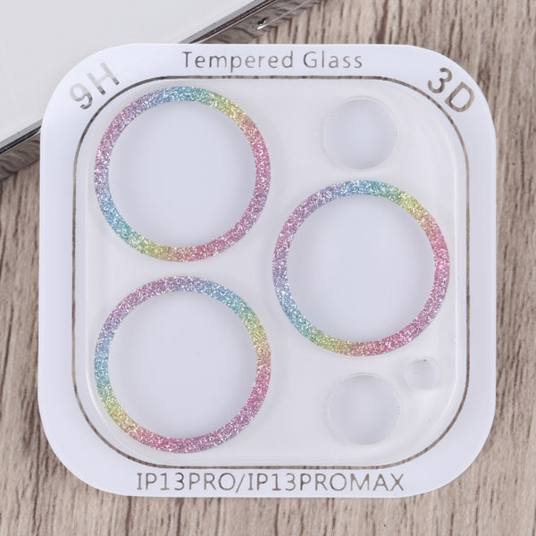 For iPhone 14 Pro Max Glitter Ring Tempered Glass Camera Lens Film(Colorful)