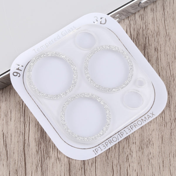 For iPhone 14 Pro Max Glitter Ring Tempered Glass Camera Lens Film(Silver)