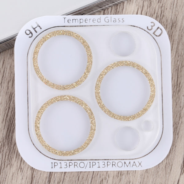 For iPhone 14 Pro Max Glitter Ring Tempered Glass Camera Lens Film(Gold)