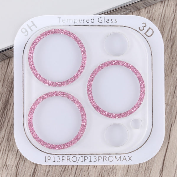 For iPhone 14 Pro Max Glitter Ring Tempered Glass Camera Lens Film(Pink)