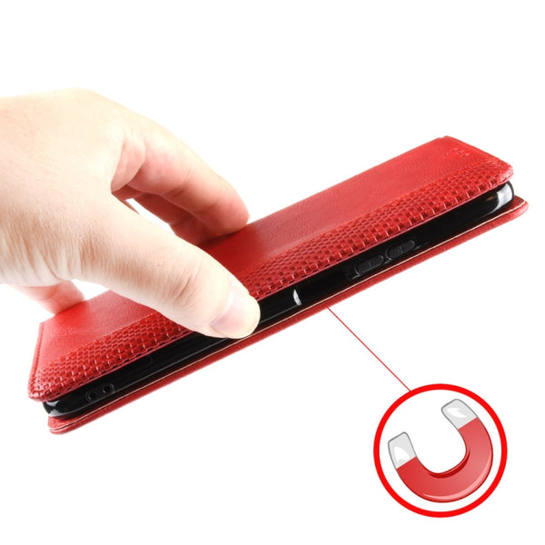 For iPhone 14 Pro Max Magnetic Buckle Retro Texture Leather Phone Case(Red)