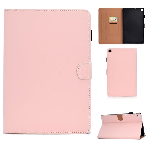 For Galaxy Tab S6 Lite Sewing Thread Horizontal Solid Color Flat Leather Case wi...(Light Star Pink)