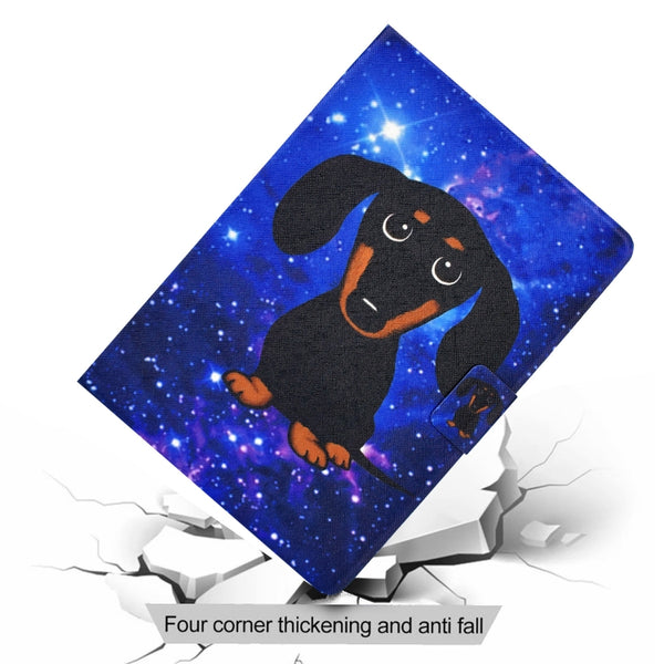 For iPad 10th Gen 10.9 2022 Electric Pressed Colored Drawing Smart Leather Tabl...(Little Black Dog)