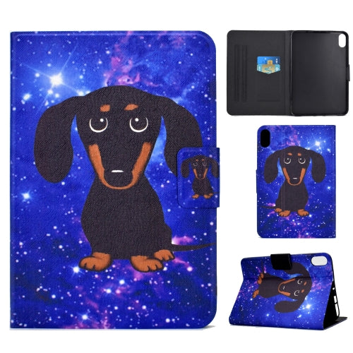 For iPad 10th Gen 10.9 2022 Electric Pressed Colored Drawing Smart Leather Tabl...(Little Black Dog)