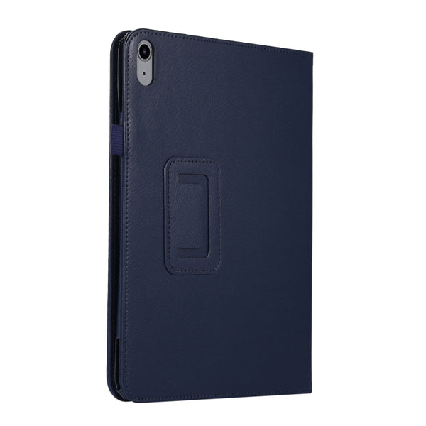 For iPad 10th Gen 10.9 2022 Litchi Texture Leather Smart Tablet Case with Holder(Dark Blue)