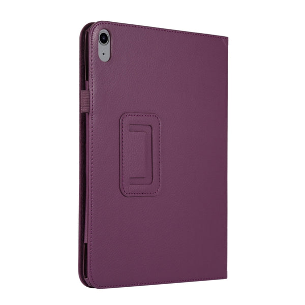 For iPad 10th Gen 10.9 2022 Litchi Texture Leather Smart Tablet Case with Holder(Purple)