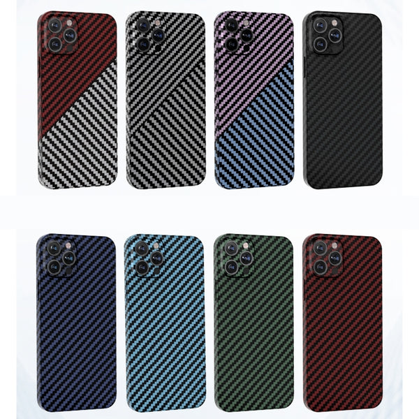 For iPhone 11 Pro Max Carbon Fiber Texture PC Phone Case(Grey Black)