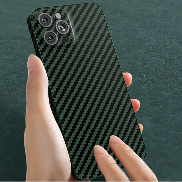 For iPhone 11 Pro Max Carbon Fiber Texture PC Phone Case(Grey Black)