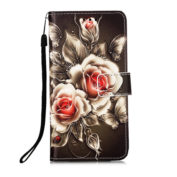 For Samsung Galaxy S23 Ultra 5G Colored Drawing Pattern Plain Weave Leather Phone...(Roses On Black)