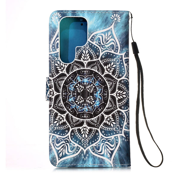 For Samsung Galaxy S23 Ultra 5G Colored Drawing Pattern Plain Weave Leather Pho...(Undersea Mandala)