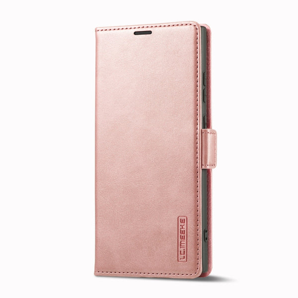 For Samsung Galaxy S23 Ultra 5G LC.IMEEKE Strong Magnetism Microfiber Leather Phone Case(Rose Gold)