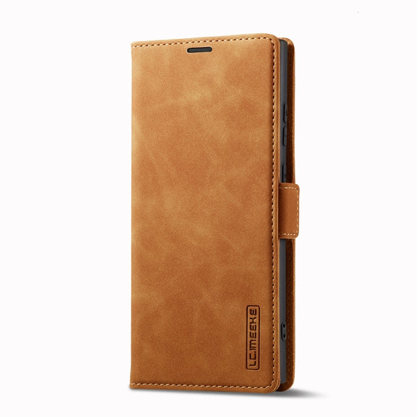 For Samsung Galaxy S23 Ultra 5G LC.IMEEKE Strong Magnetism Microfiber Leather Phone Case(Brown)