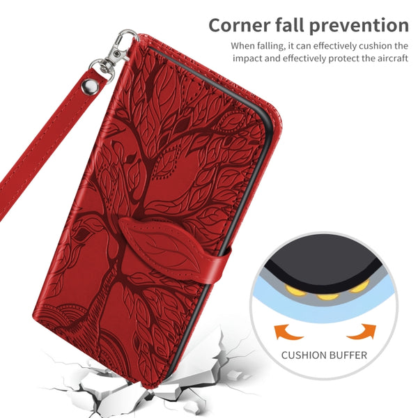 For Xiaomi 13 Life Tree Embossing Pattern Leather Phone Case(Red)