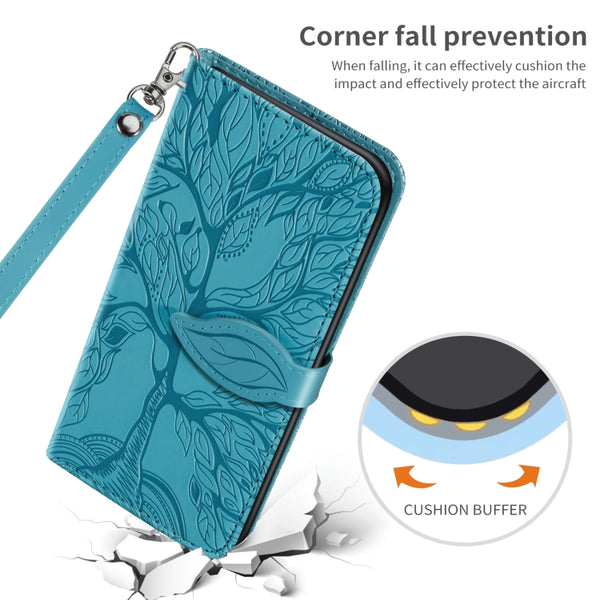 For Xiaomi 13 Life Tree Embossing Pattern Leather Phone Case(Blue)