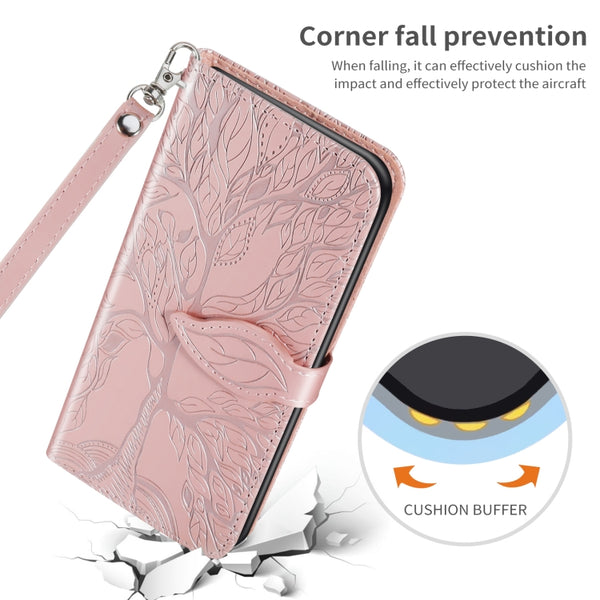 For Xiaomi 13 Life Tree Embossing Pattern Leather Phone Case(Rose Gold)