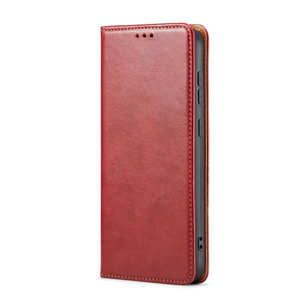 For Samsung Galaxy S23 5G Fierre Shann PU Genuine Leather Texture Leather Phone Case(Red)