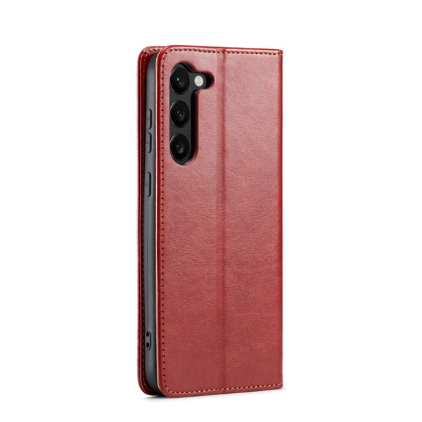 For Samsung Galaxy S23 5G Fierre Shann PU Genuine Leather Texture Leather Phone Case(Red)