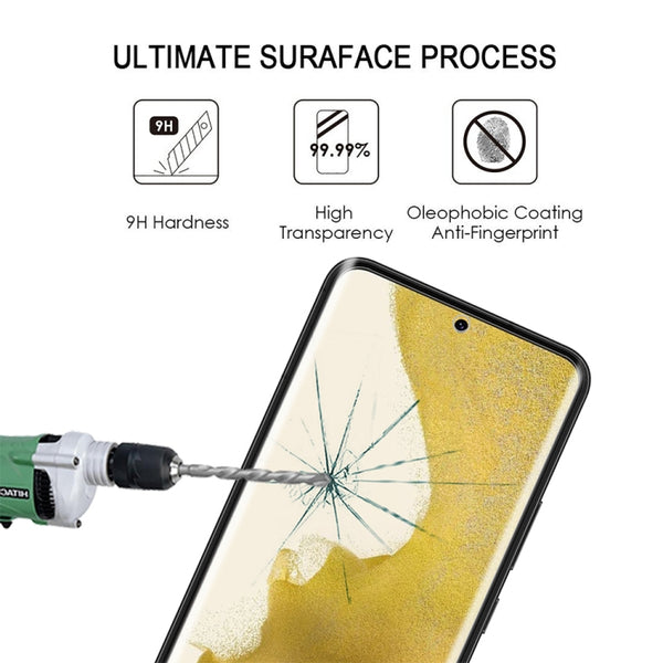 For Samsung Galaxy S23 5G 2pcs 3D Edge Glue Tempered Glass Full Film with 2pcs Aluminum Lens Film...