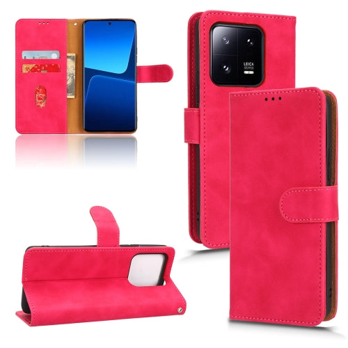 For Xiaomi 13 Pro Skin Feel Magnetic Flip Leather Phone Case(Rose Red)